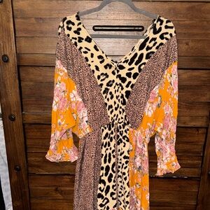 Leopard and Floral Print Dress
